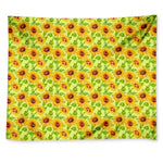 Beige Watercolor Sunflower Pattern Print Tapestry