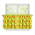 Beige Watercolor Sunflower Pattern Print Tier Curtains