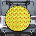 Beige Watercolor Sunflower Pattern Print Tire Cover