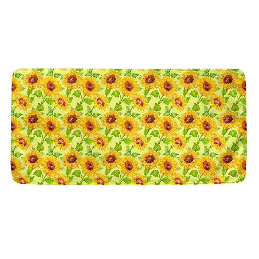 Beige Watercolor Sunflower Pattern Print Towel