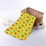 Beige Watercolor Sunflower Pattern Print Towel