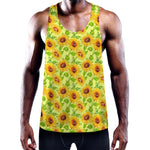 Beige Watercolor Sunflower Pattern Print Training Tank Top