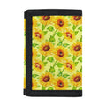 Beige Watercolor Sunflower Pattern Print Trifold Wallet