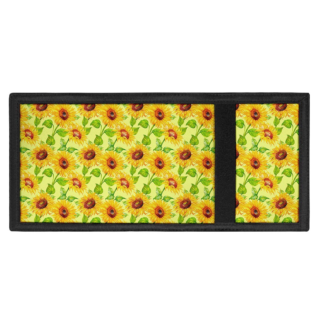 Beige Watercolor Sunflower Pattern Print Trifold Wallet