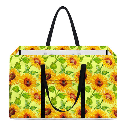 Beige Watercolor Sunflower Pattern Print Utility Tote Bag
