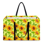 Beige Watercolor Sunflower Pattern Print Utility Tote Bag