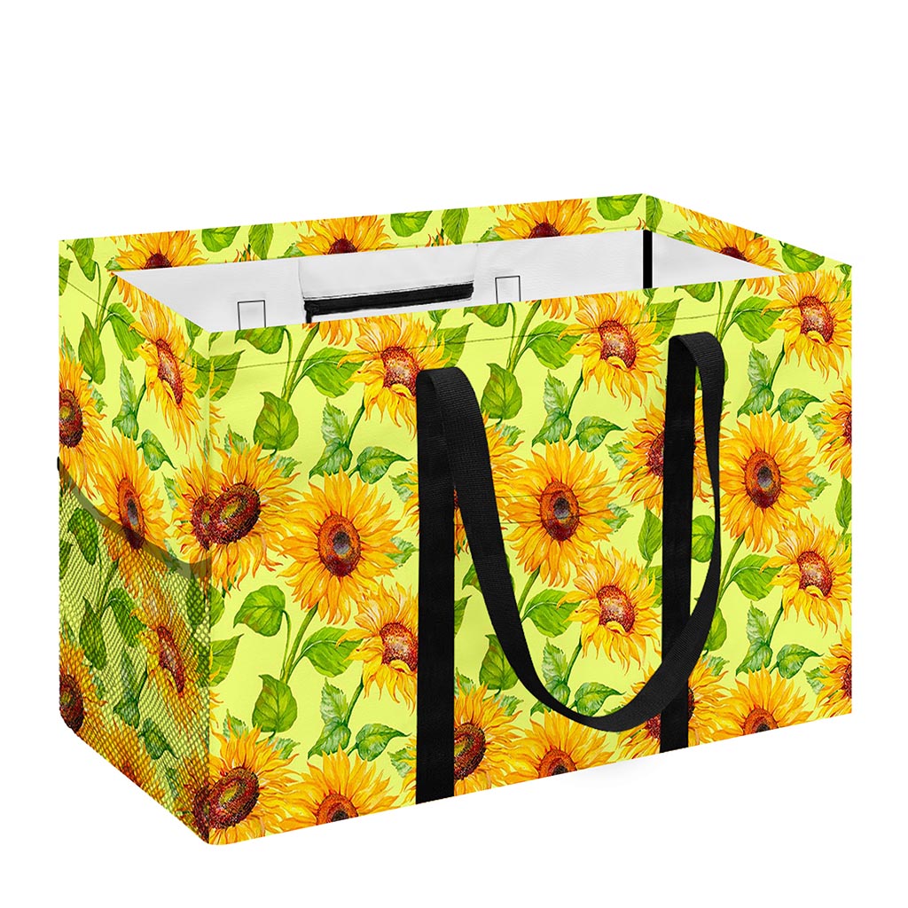 Beige Watercolor Sunflower Pattern Print Utility Tote Bag