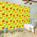 Beige Watercolor Sunflower Pattern Print Wall Sticker