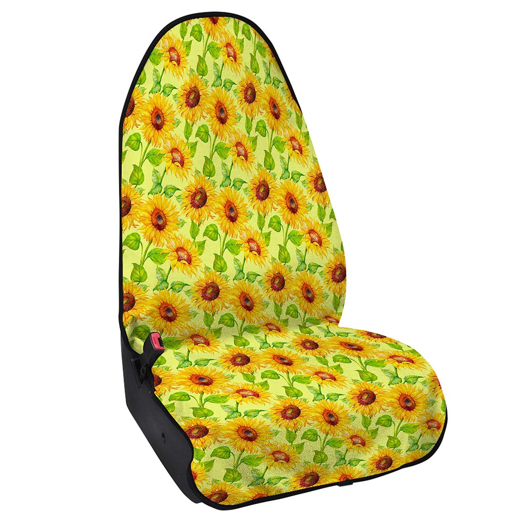 Beige Watercolor Sunflower Pattern Print Waterproof Car Seat Cover
