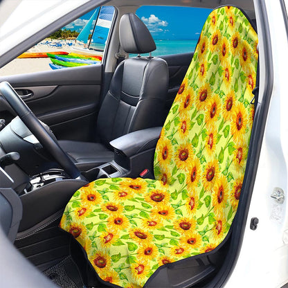 Beige Watercolor Sunflower Pattern Print Waterproof Car Seat Cover