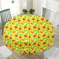 Beige Watercolor Sunflower Pattern Print Waterproof Round Tablecloth
