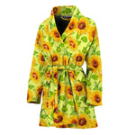 Beige Watercolor Sunflower Pattern Print Women's Bathrobe