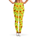 Beige Watercolor Sunflower Pattern Print Women's Leggings