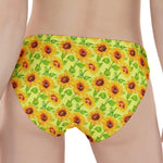 Beige Watercolor Sunflower Pattern Print Women's Panties