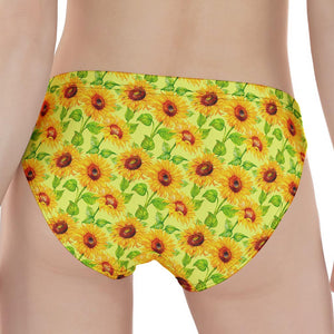 Beige Watercolor Sunflower Pattern Print Women's Panties