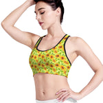 Beige Watercolor Sunflower Pattern Print Women's Sports Bra