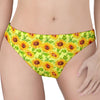 Beige Watercolor Sunflower Pattern Print Women's Thong