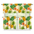 Beige Zebra Pineapple Pattern Print 3 Piece Kitchen Curtains