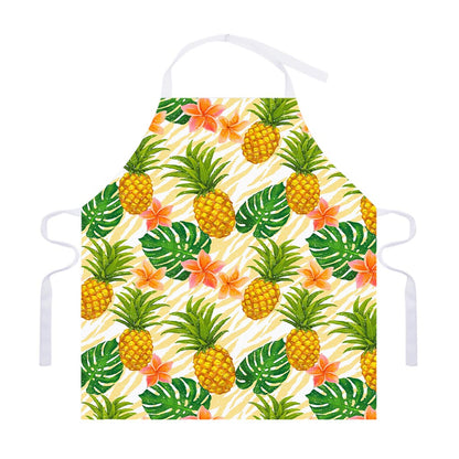 Beige Zebra Pineapple Pattern Print Adjustable Apron