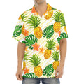 Beige Zebra Pineapple Pattern Print Aloha Shirt