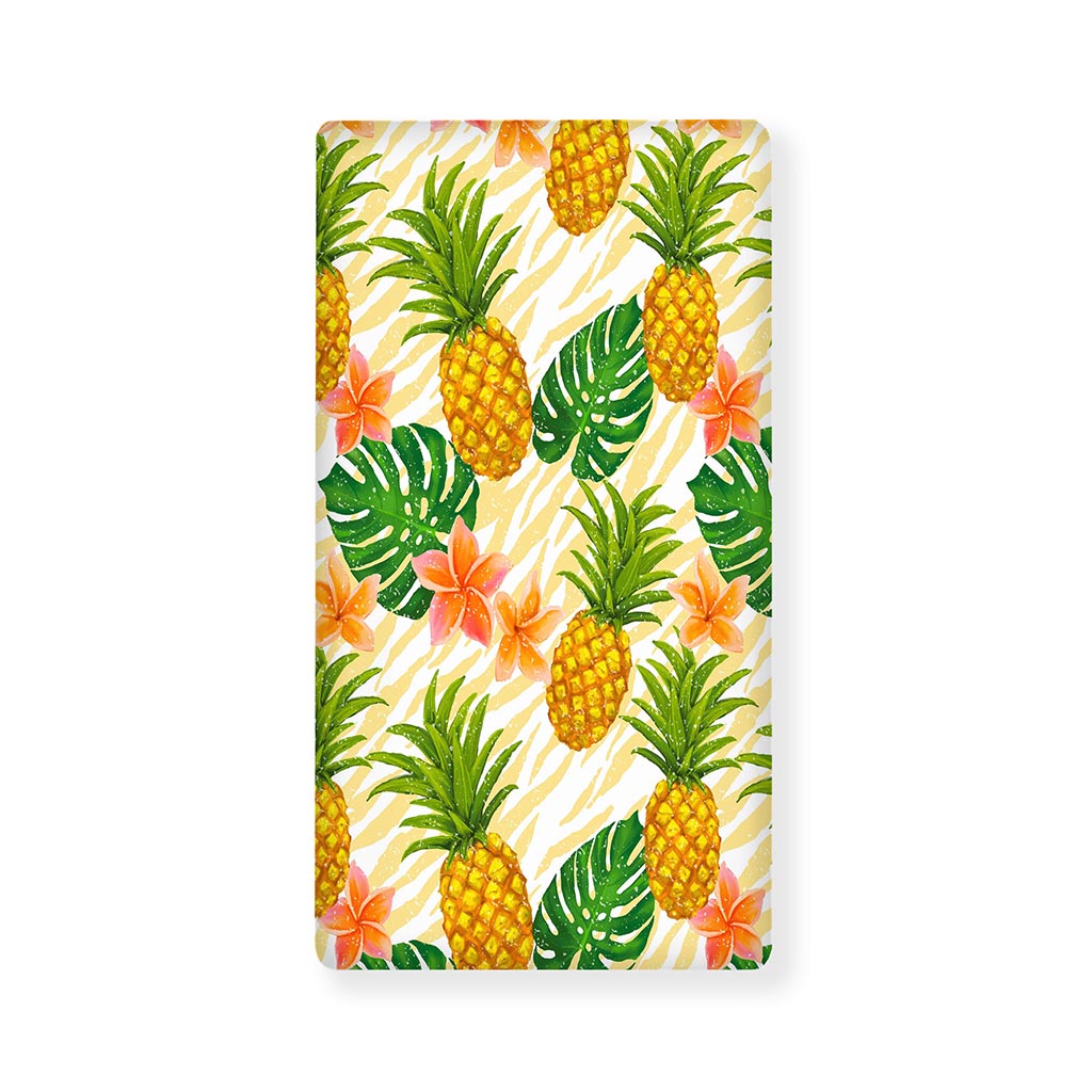 Beige Zebra Pineapple Pattern Print Baby Crib Sheet