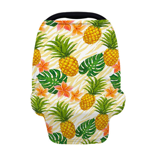 Beige Zebra Pineapple Pattern Print Baby Seat Cover