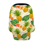 Beige Zebra Pineapple Pattern Print Baby Seat Cover