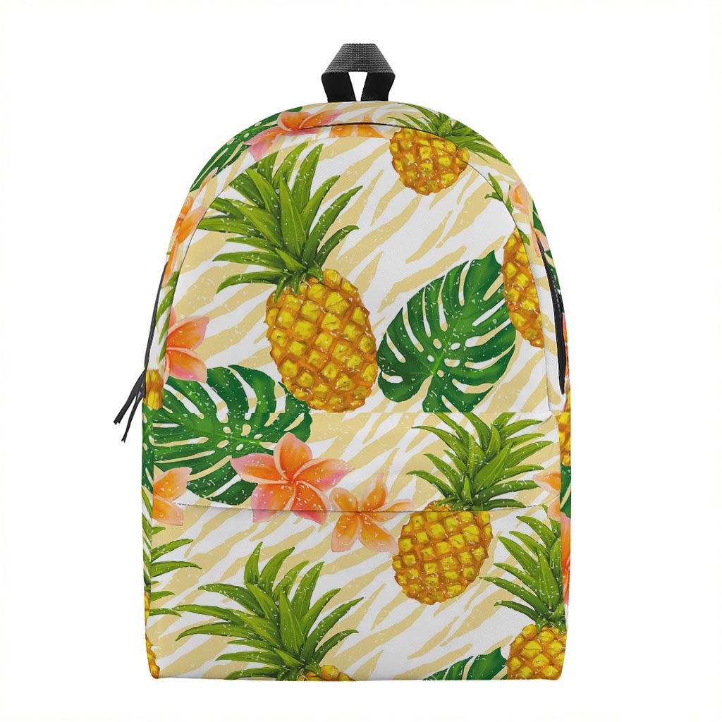 Beige Zebra Pineapple Pattern Print Backpack