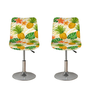 Beige Zebra Pineapple Pattern Print Bar Stool Covers