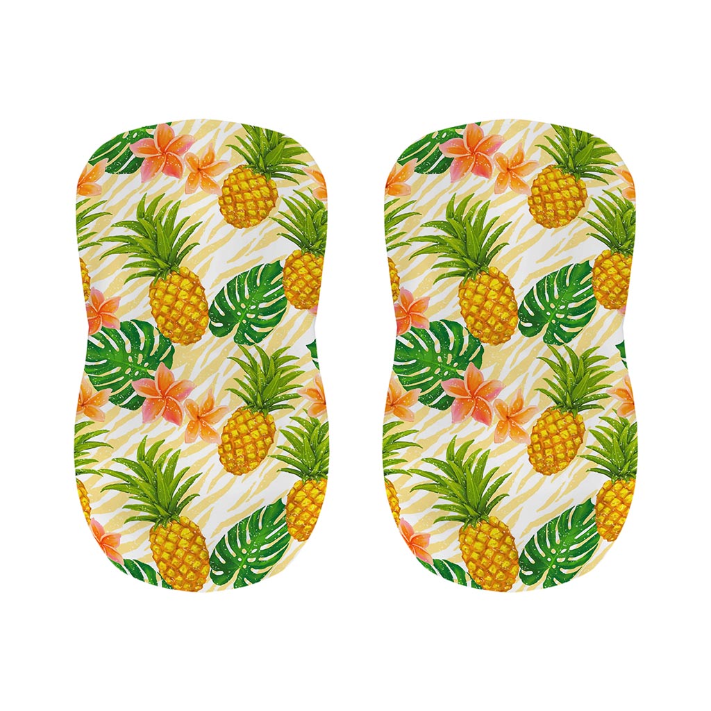 Beige Zebra Pineapple Pattern Print Bar Stool Covers