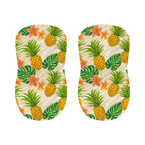 Beige Zebra Pineapple Pattern Print Bar Stool Covers