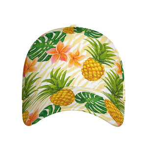 Beige Zebra Pineapple Pattern Print Baseball Cap