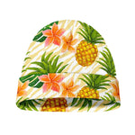 Beige Zebra Pineapple Pattern Print Beanie