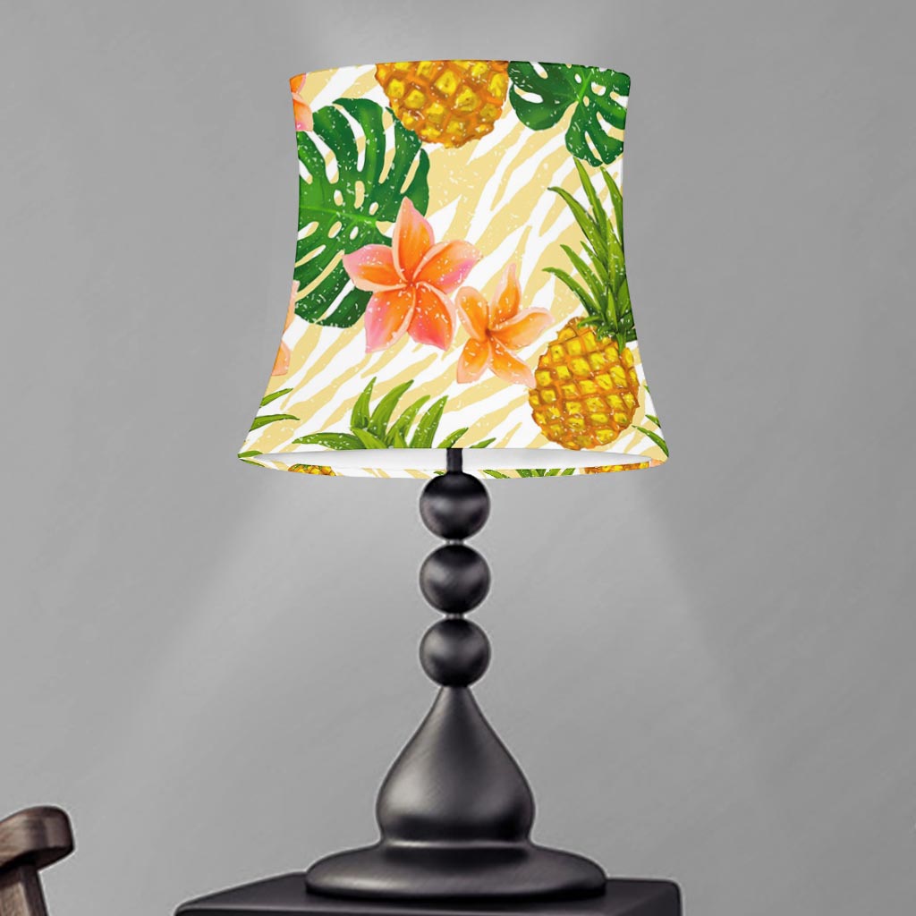 Beige Zebra Pineapple Pattern Print Bell Lamp Shade