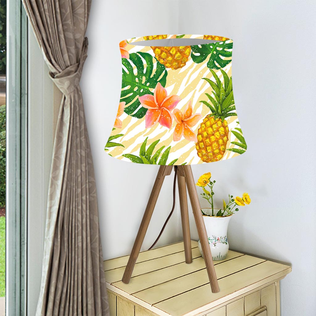 Beige Zebra Pineapple Pattern Print Bell Lamp Shade