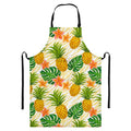 Beige Zebra Pineapple Pattern Print Bib Apron With Pocket
