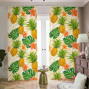 Beige Zebra Pineapple Pattern Print Blackout Pencil Pleat Curtains