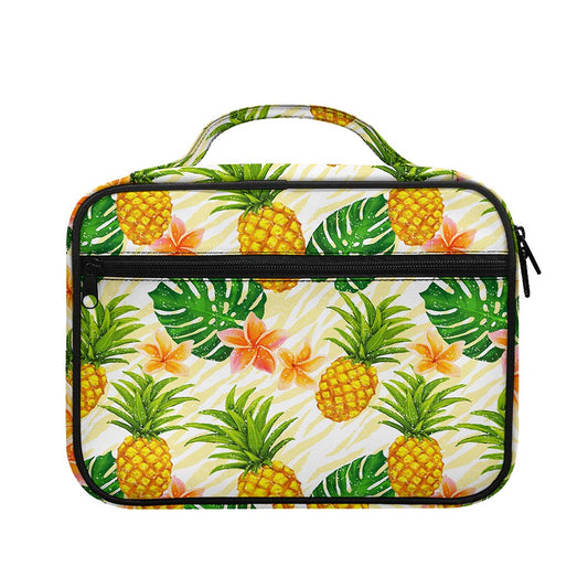 Beige Zebra Pineapple Pattern Print Briefcase Bible Bag