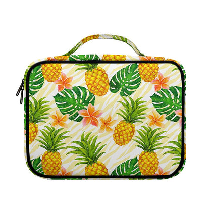 Beige Zebra Pineapple Pattern Print Briefcase Bible Bag