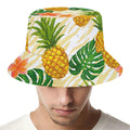 Beige Zebra Pineapple Pattern Print Bucket Hat