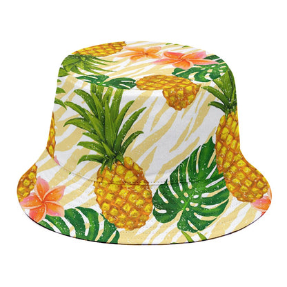 Beige Zebra Pineapple Pattern Print Bucket Hat