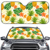 Beige Zebra Pineapple Pattern Print Car Windshield Sun Shade