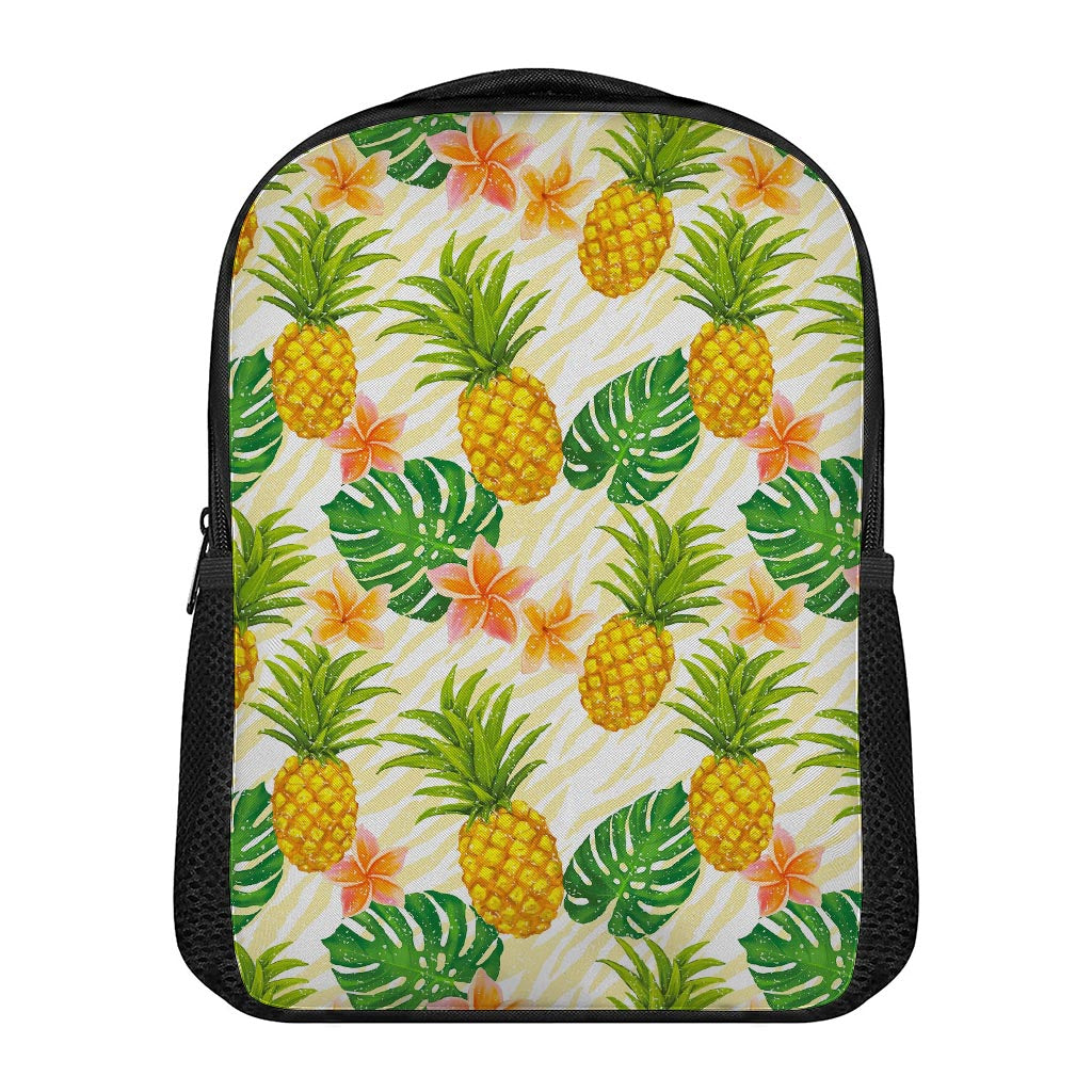 Beige Zebra Pineapple Pattern Print Casual Backpack