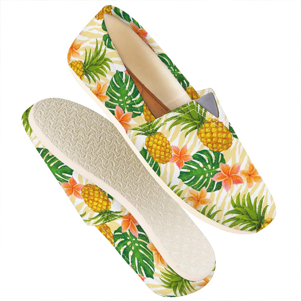 Beige Zebra Pineapple Pattern Print Casual Shoes