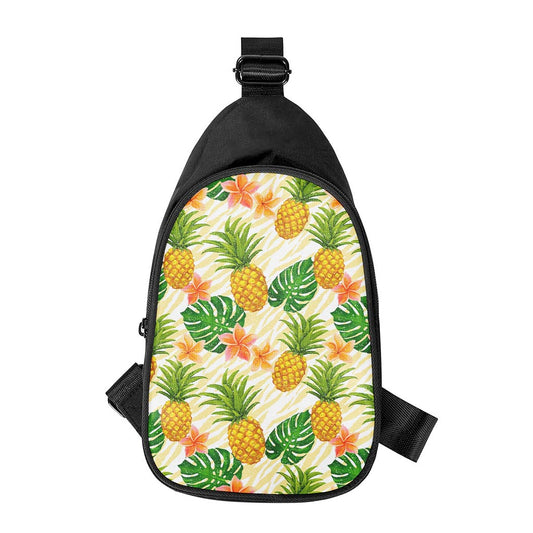 Beige Zebra Pineapple Pattern Print Chest Bag