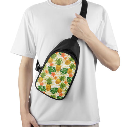 Beige Zebra Pineapple Pattern Print Chest Bag