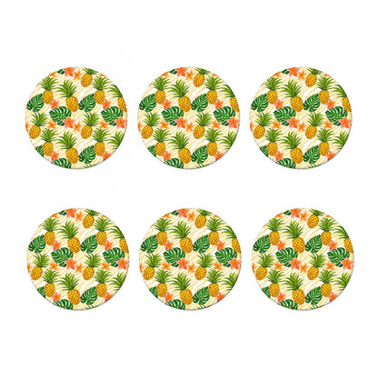 Beige Zebra Pineapple Pattern Print Coaster Set