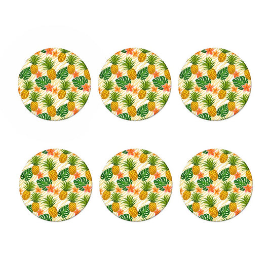 Beige Zebra Pineapple Pattern Print Coaster Set