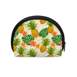 Beige Zebra Pineapple Pattern Print Coin Purse