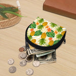 Beige Zebra Pineapple Pattern Print Coin Purse
